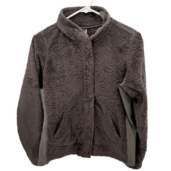 REI Jackets & Blazers - REI Fleece Jacket Full Zip Embossed Scrollwork Soft Cozy‎ Brown Womens Small